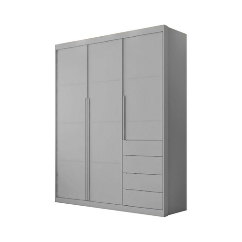 Guarda Roupa Infantil Bebê Pérola 4 Gavetas 3 Portas Cinza - Phoenix Baby