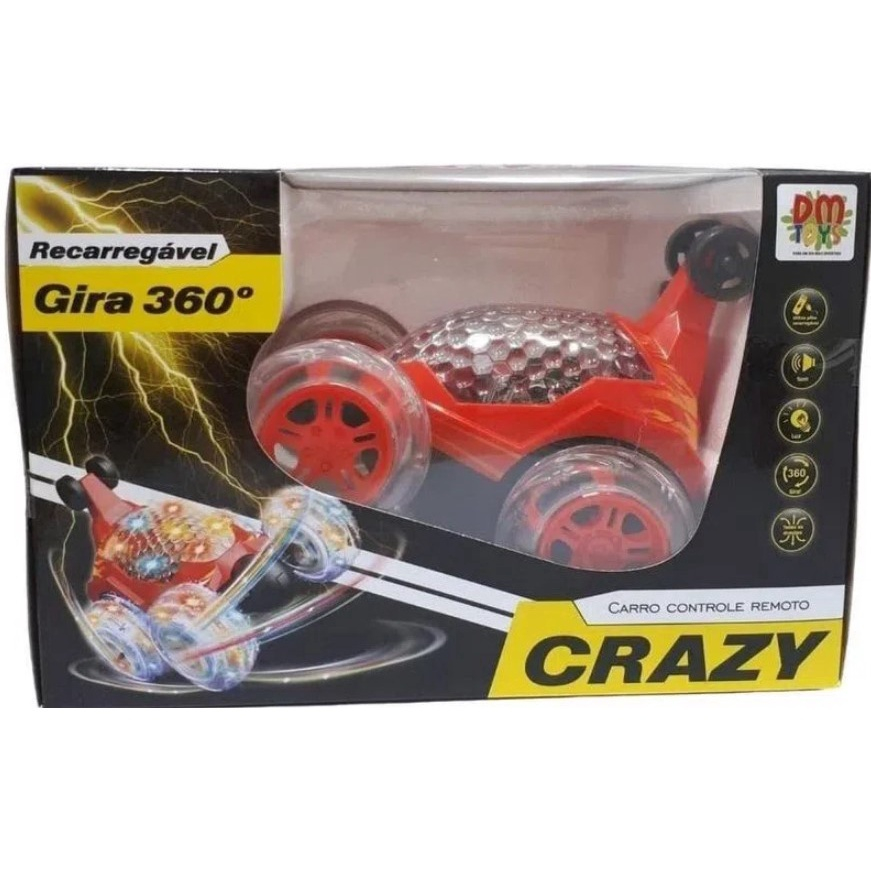 Carro Controle Remoto Crazy Gira 360 - DM Toys 5739 - TRENDS