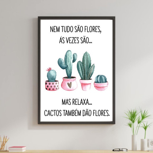 Quadro Decorativo Cacto Fofo Plantas Natureza Desenho no Shoptime