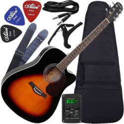 Kit Violão Giannini Folk Eletroacústico Capotraste Gf1r Sb Menor preço em Kit Violão Giannini Folk Eletroacústico Capotraste Gf1r Sb