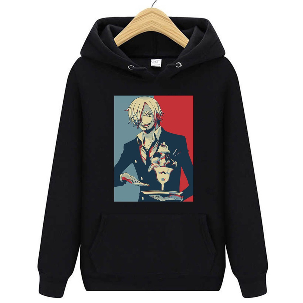 Moletom preto Sanji One Piece Desenho Anime Arte masculino