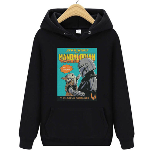 Moletom preto Star Wars Mandalorian Vintage Arte masculino