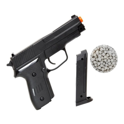 KitsPistola Brinquedo Airsoft Barata 24/7 Spring ABS + 2.000 Bbs + Case