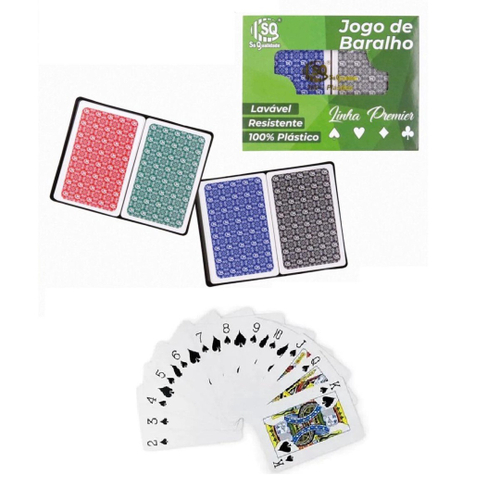 Jogos De Baralhos 100% Plastico Caixa Lata Metal Kit Com 2