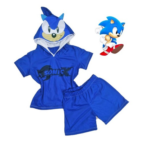 Conjunto Infantil Masculino Sonic Verão Juvenil Linha Top