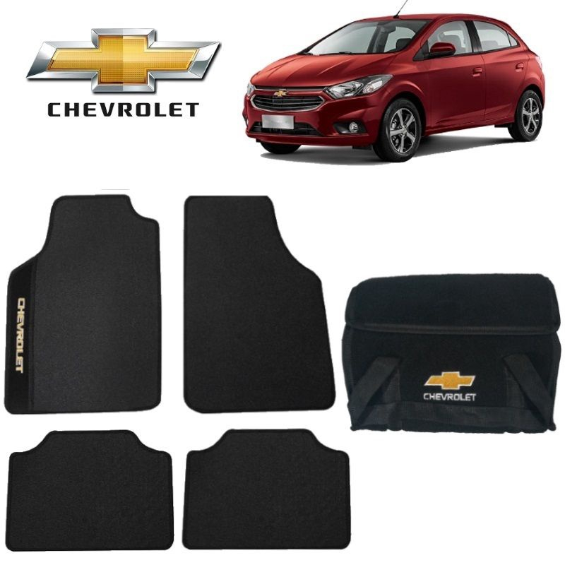 Bolsa Automotiva E Tapete Chevrolet Onix Preto Bordado No Shoptime