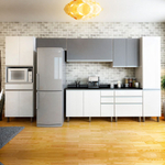 Armário de Cozinha Completa Top Class 7 Peças com 12 Portas Branco / Grafite