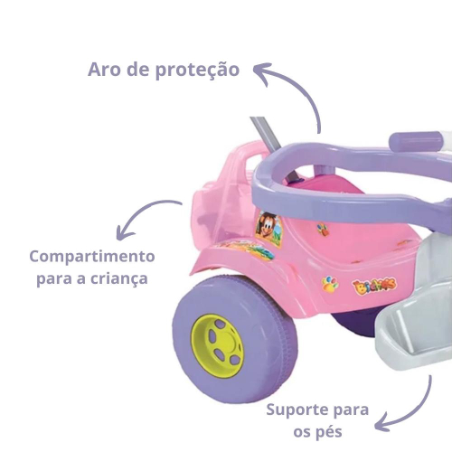 Motoca Triciclo Infantil Tico Bichos Rosa Menina Magic Toys em