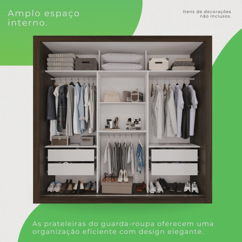 Guarda-Roupa Casal 3 Portas 4 Gavetas Costa Rica Sallêto Móveis - Imagem 5