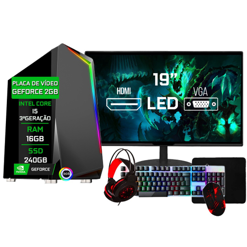 Computador Gamer Completo com Monitor LED Intel Core i5 8GB HD 500GB  (Nvidia Geforce gt) Kit gamer com mousepad EasyPC Light na Americanas  Empresas