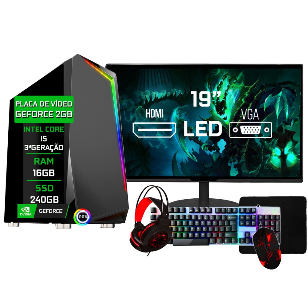 PC Gamer Completo Intel Core i5 Memoria Ram 16GB SSD 240GB Monitor, pc  gamer mercado livre 