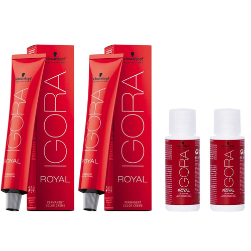 Kit Schwarzkopf Igora Royal 2 tintas 8-77 Louro Medio Cobre Extra 60g + 2  Agua