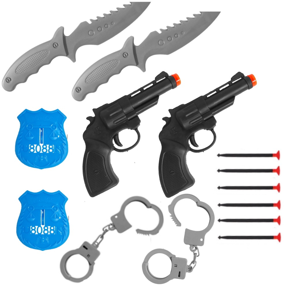 Kit 2 Arminhas de Polícia de Brinquedo do Tipo Nerf Dardos que Grudam  Relógio e Algemas no Shoptime