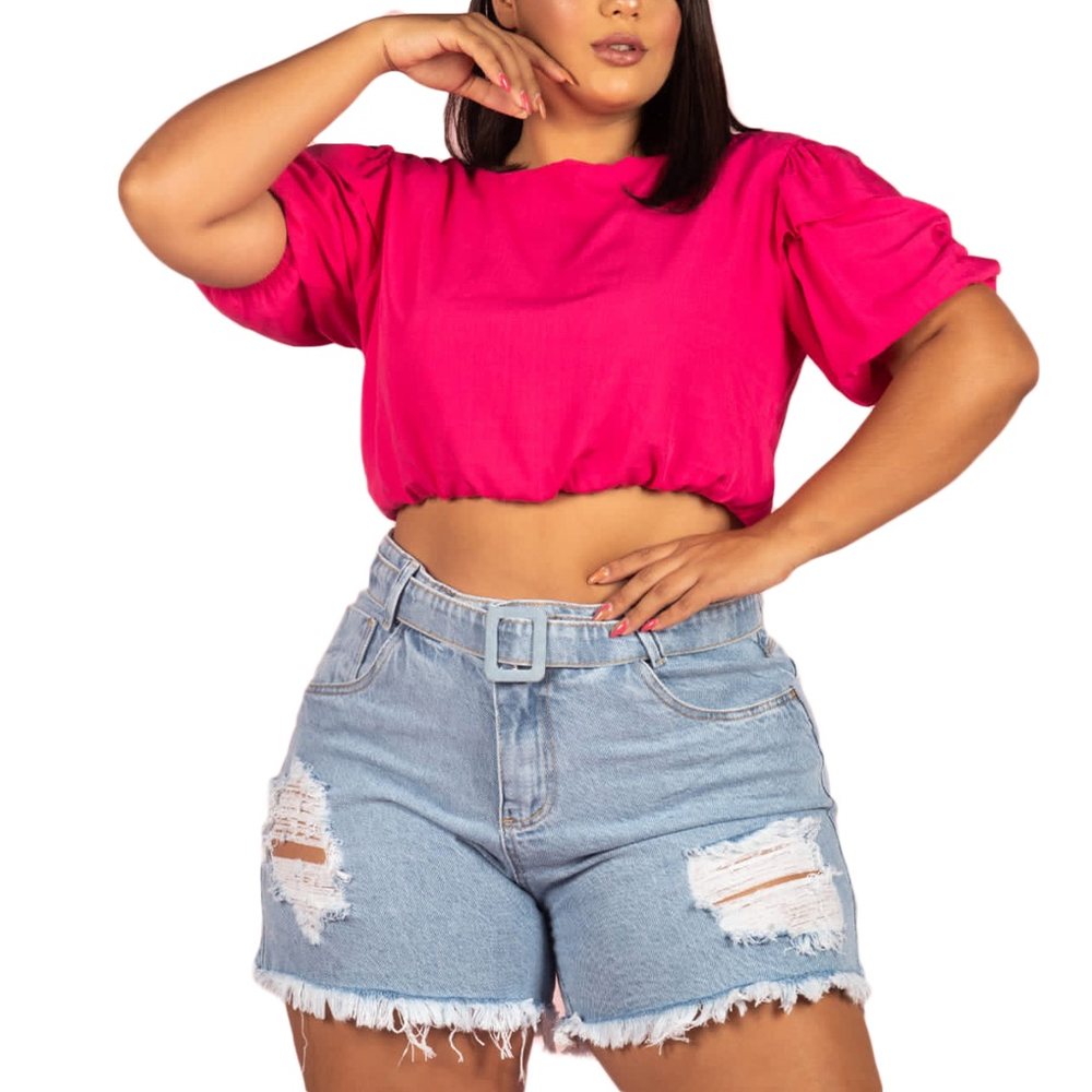 Shorts jeans best sale desfiado plus size