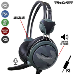 Headset Gamer P2 p/ Pc/ps3/ps4 Cinza Camuflado F-5-cam Tecdrive é boa?