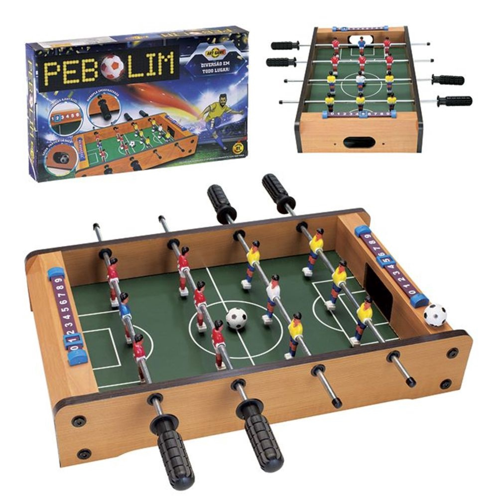 Pebolim Jogo de Futebol de Mesa Portátil Completo 12 Jogadores