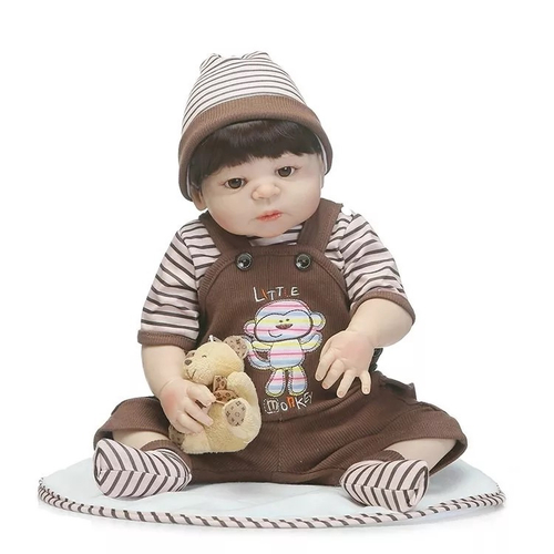 Boneco bebe reborn menino lindo todo silicone original 55 cm nova baby