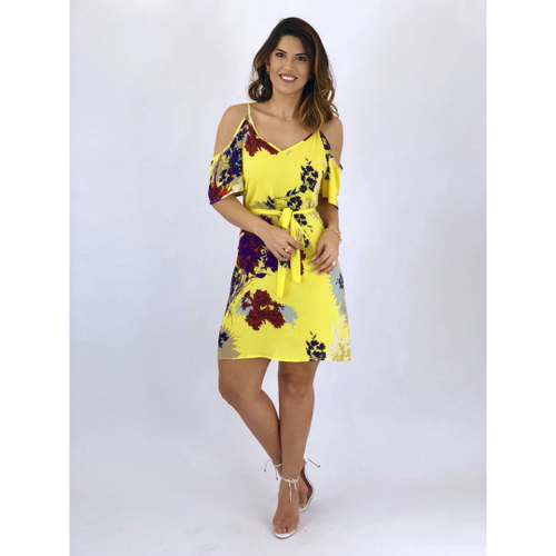 Vestido ombro best sale vazado estampado