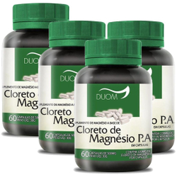 Kit 4 Und Cloreto de Magnésio p. A. 60cps 500mg Duom Menor preço em Kit 4 Und Cloreto de Magnésio p. A. 60cps 500mg Duom
