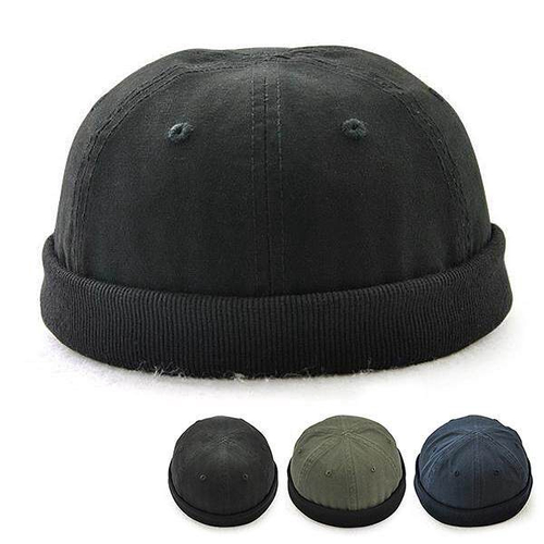 Novidade Retro Skullcap Homens Mulheres Sailor Cap Worker Hat Rolled Cuff Brimless Hat Gorros De Algod O Ajustavel Hook Loop Preto One Size 58cm Em Promocao Ofertas Na Americanas