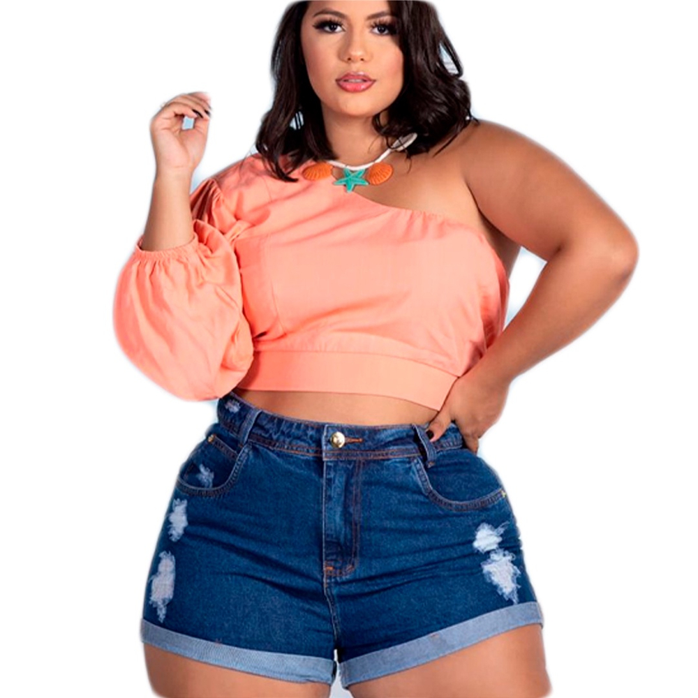 Short jeans shops cintura alta plus size