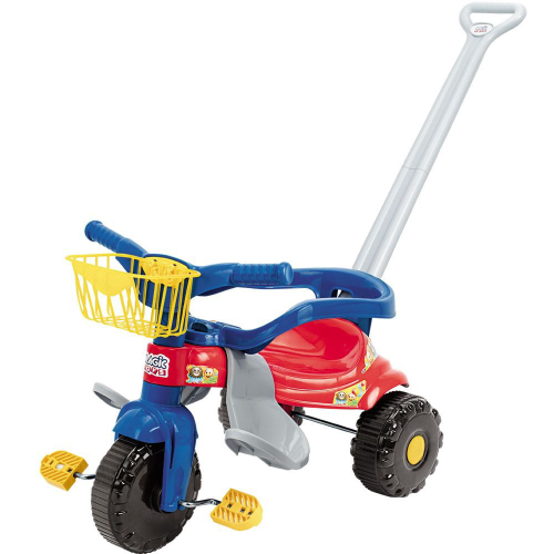 Triciclo Motoca Infantil Menino Com Aro Protetor Azul Overlar