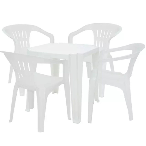 CONJUNTO MESA PLÁSTICO 70 X 70 COMPOSTO POR MESA E 04 CADEIRAS BISTRÔ SEM  BRAÇO COD. 2055 Cadeiras Cadeiras Operacionais / Executiva / Móveis de Aço  - MaxmóveisBH Cadeiras