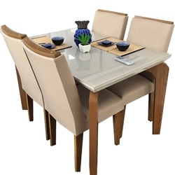 Mesa de Jantar Londrina com 4 Cadeiras Imbuia Off White Rufato Móveis é boa?
