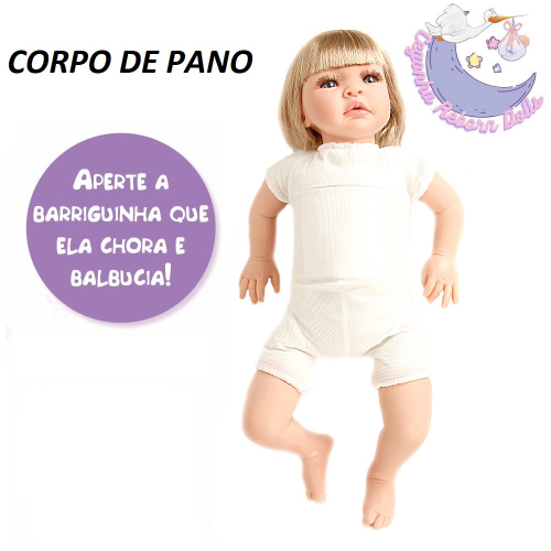 Bebê Boneca Reborn Linda Grande Recém Nascido Corpo De Pano no Shoptime