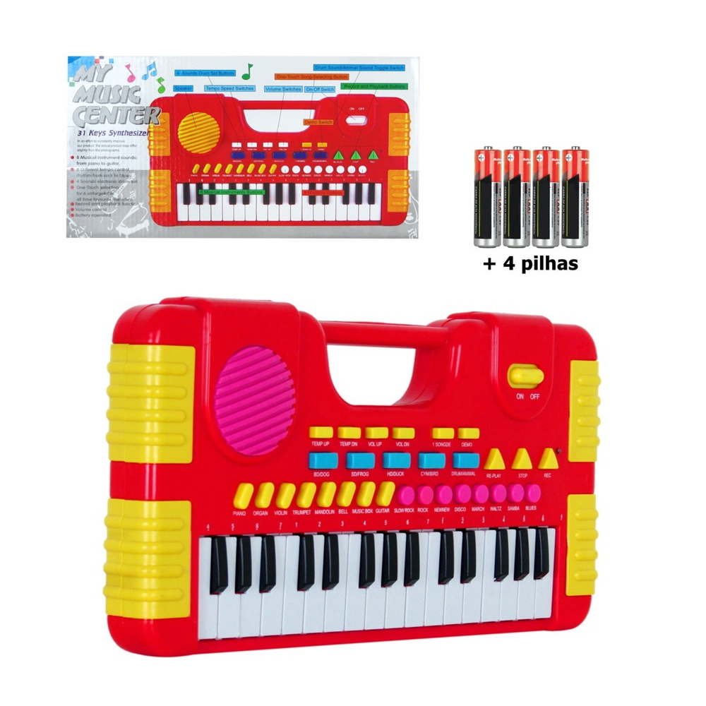 Teclado infantil 31 teclas brinquedo piano musical reproduz e