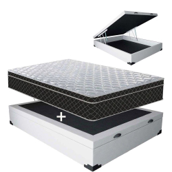 Cama Box casal com baú branca + Colchão Molas bonnel Menor preço em Cama Box casal com baú branca + Colchão Molas bonnel