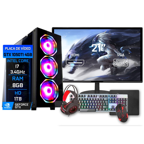 Pc Gamer Barato Completo Intel I5 16gb Hd 1tb Monitor 21