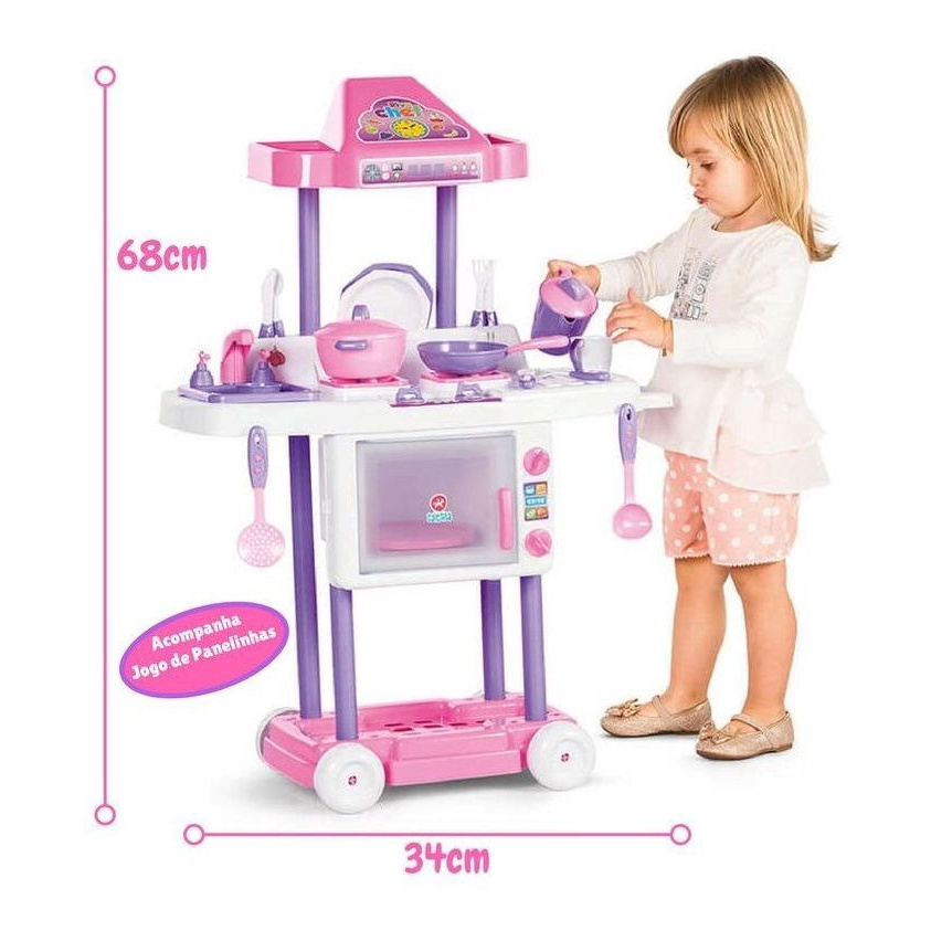 Jogo de cozinha infantil rosa