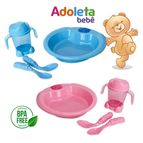 Jogo Kit Refeição Alimentação Infantil Carrinho Bebê Prato Copo Pote  Papinha Menino