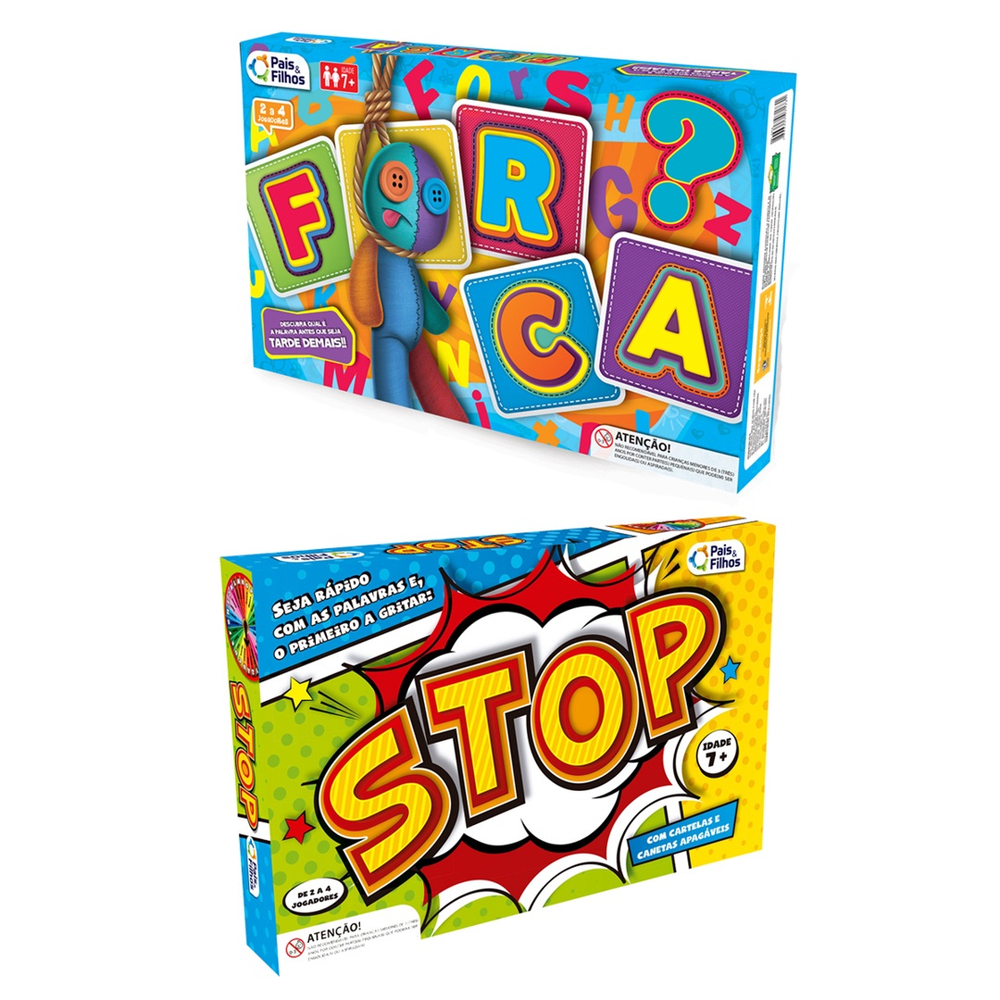 Jogo Stop e Forca Pais & Filhos Jogos de Tabuleiro Interativo Raciocínio  Rapidez Infantil Diversão Garantida Brinquedo 7+anos, Magalu Empresas