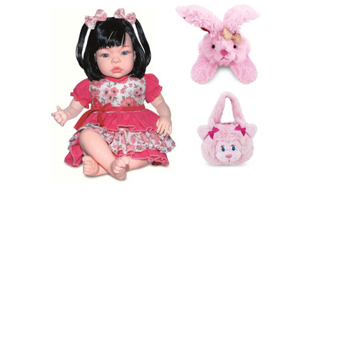 Boneca Bebê Reborn Gatinha - Brastoy<br><br> - Artigos infantis