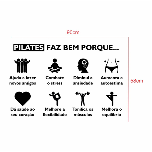 Adesivo De Parede Decorativo Frase Pilates Faz Bem Em Promoção ...