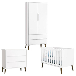 Quarto de Bebê Theo 2 Portas Branco Acetinado com Pés Amadeirado - Reller Menor preço em Quarto de Bebê Theo 2 Portas Branco Acetinado com Pés Amadeirado - Reller