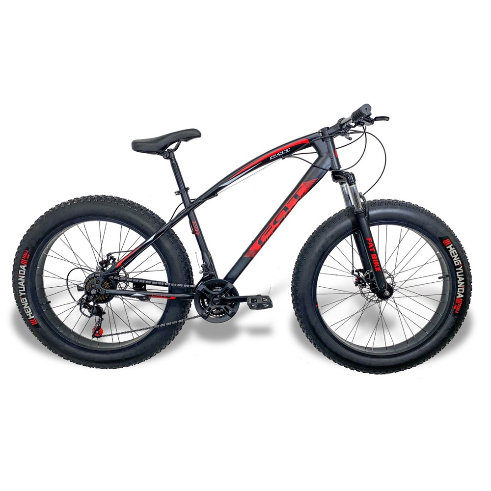 Bicicleta Fat Bike Aro 26 Freios A Disco - Preta/Vermelha Em Promoção ...