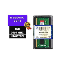 Memória DDR4 kingston 4GB 2666mhz para notebook Menor preço em Memória DDR4 kingston 4GB 2666mhz para notebook