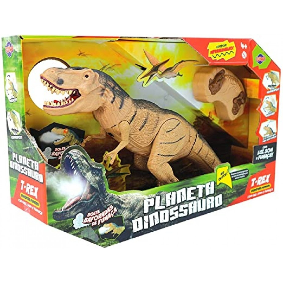 Amarelo T-Rex Cabeça Dinossauro Com Luz Som - Toyng 045143 - Noy Brinquedos