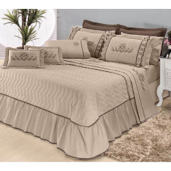Kit Cobre Leito Mosaico Casal Queen 7 Peças Bordado 100% Poliéster - Avelã é boa?