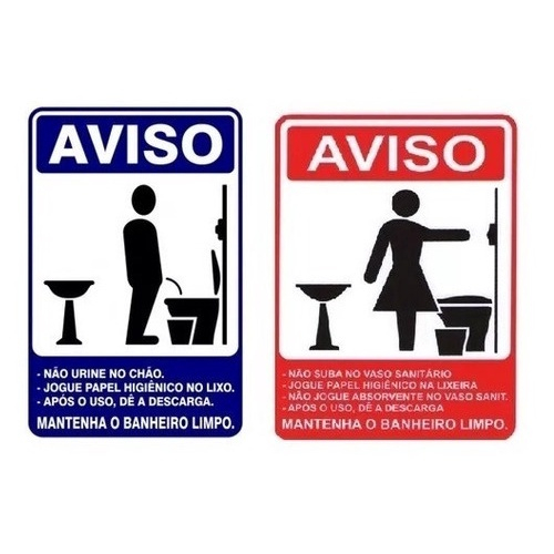 Placa aviso não jogue papel no vaso sanitário