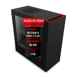 Pc Gamer Fácil Amd Ryzen 5 3600x 16GB DDR4 gtx 1050TI 4GB HD 1TB Fonte 500W Gabinete nzxt S340 Menor preço em Pc Gamer Fácil Amd Ryzen 5 3600x 16GB DDR4 gtx 1050TI 4GB HD 1TB Fonte 500W Gabinete nzxt S340