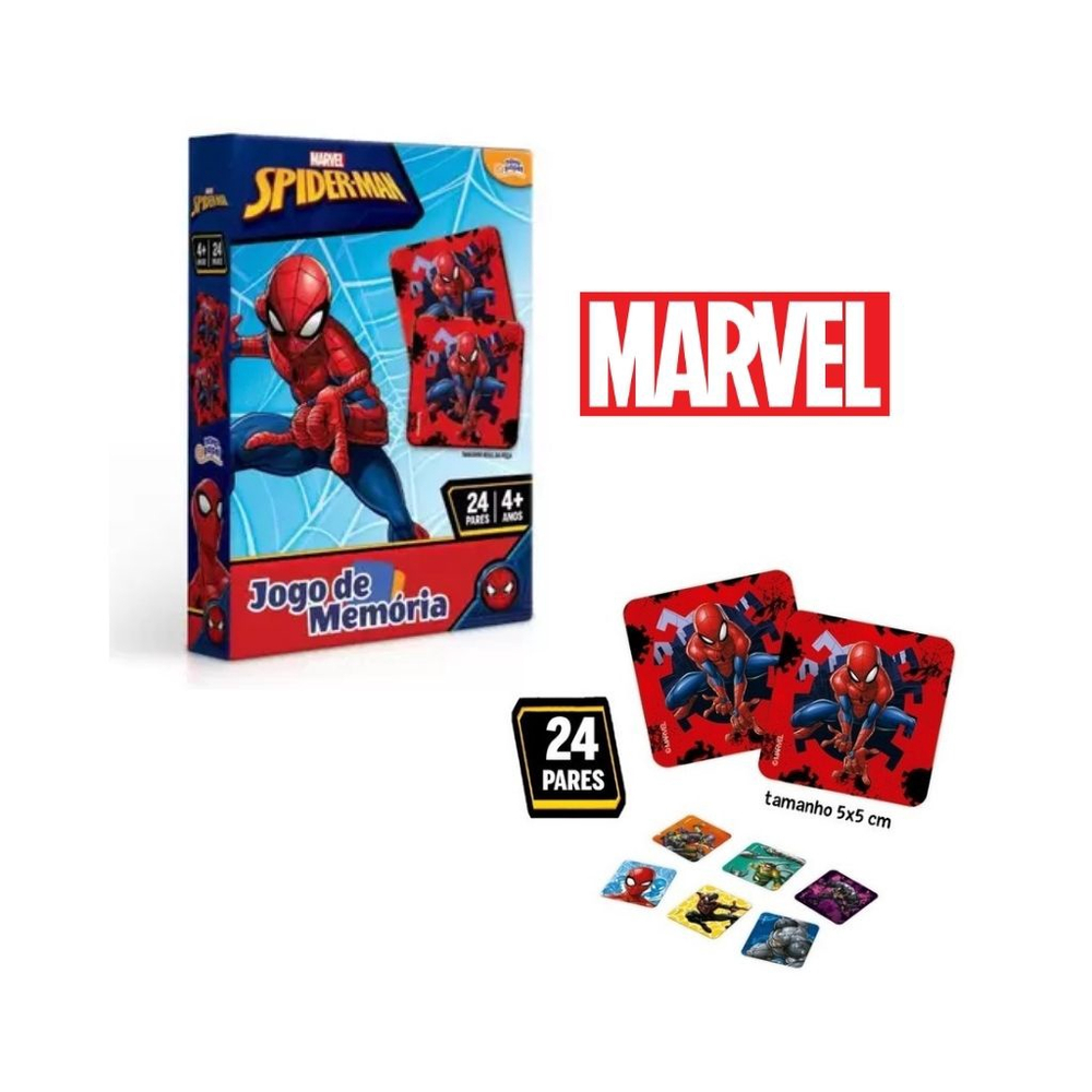 Jogo Da Memória Homem Aranha Marvel 24 pares Toyster - Loja Zuza Brinquedos