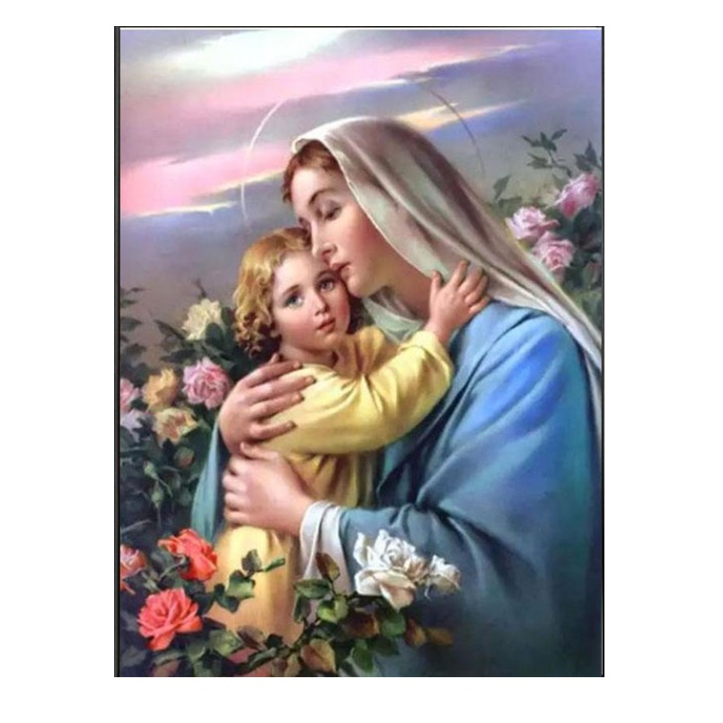 Tela em Diamante Pintura 5D Maria e Jesus Menino Religioso em azul em  Promoção na Americanas