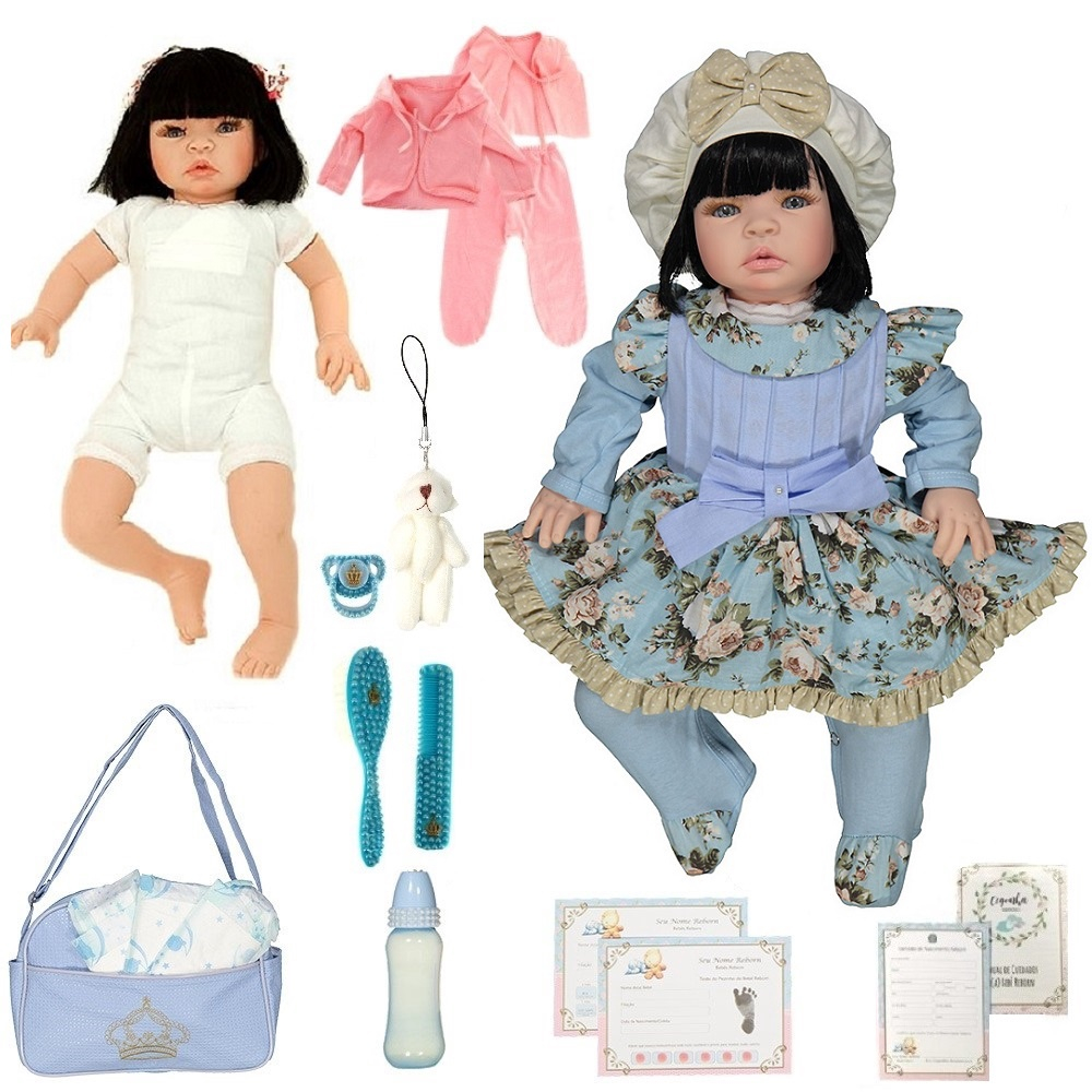 Boneca Bebê Reborn 100% Silicone Gatinha Com Mamadeira Chupeta E Conjunto  de Roupas em Promoção na Americanas