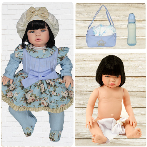 Boneca Bebe Reborn Realista Fofa com Roupa Azul e Itens Luxo - Chic Outlet  - Economize com estilo!