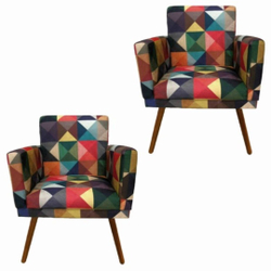 Kit 02 Poltronas Decorativas Monaco Sued Triangulos Menor preço em Kit 02 Poltronas Decorativas Monaco Sued Triangulos