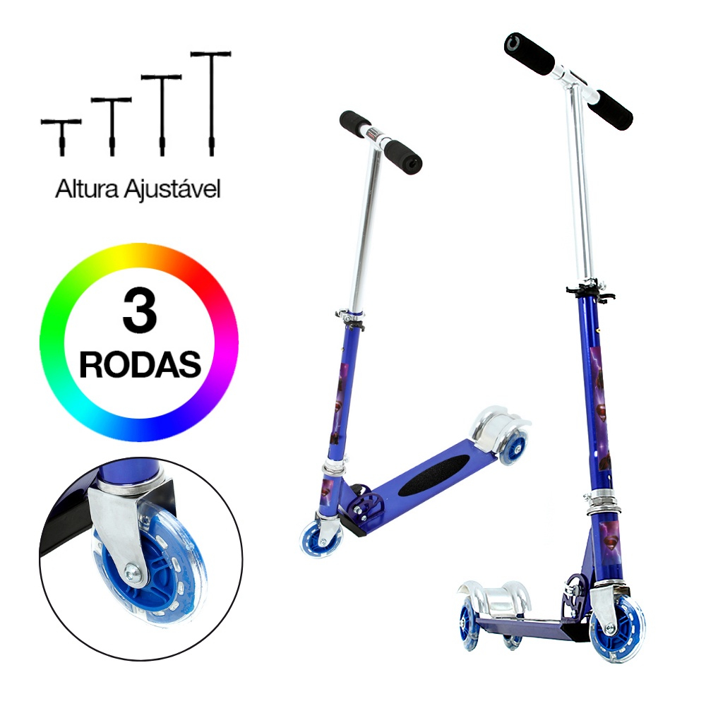 Patinete Thor Marvel 3 Rodas Ajuste de Altura Azul - DM Radical